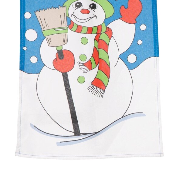 Snowman Winter Garden Flag 10x15 Blue Frosty Broom VTG Emson - Picture 4 of 5